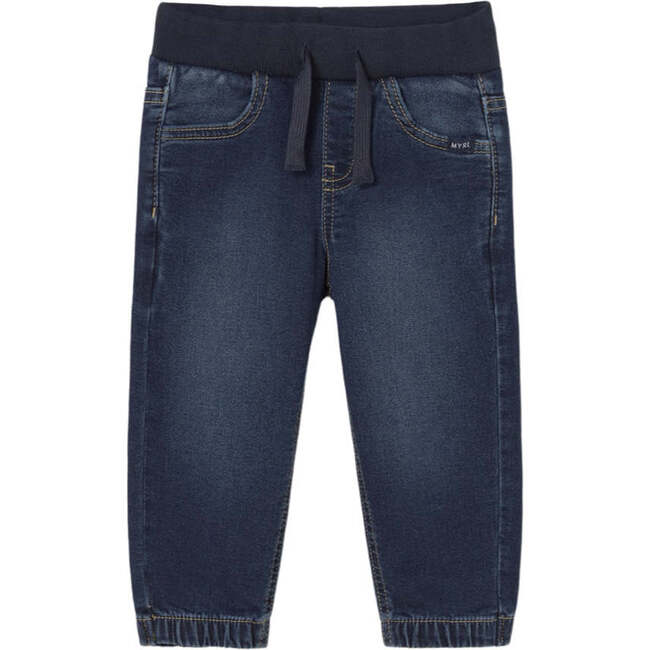 Baby Denim Jogger Pants, Blue Denim