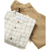 Baby Check Shirt and Pants Set, Beige - Mixed Apparel Set - 2