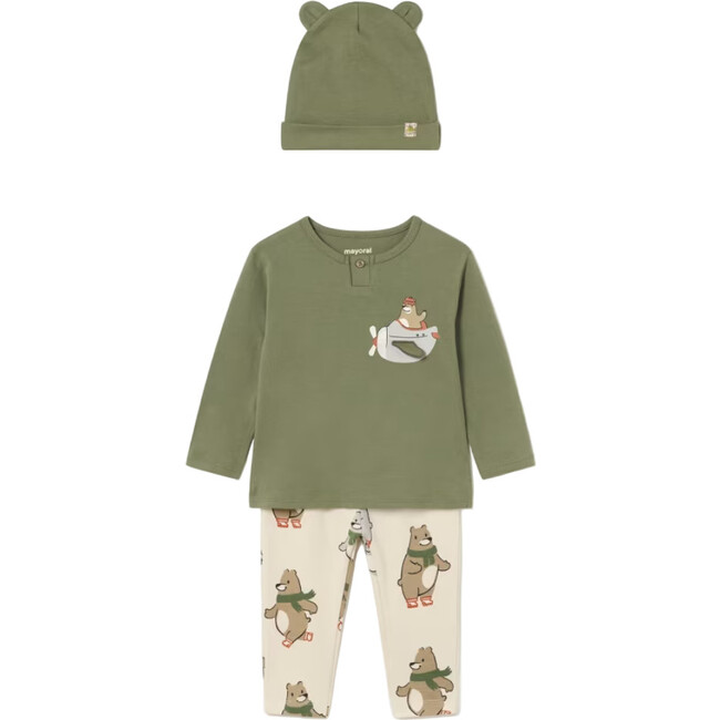Baby 3 Piece Set with Interactive Motif, Olive Green