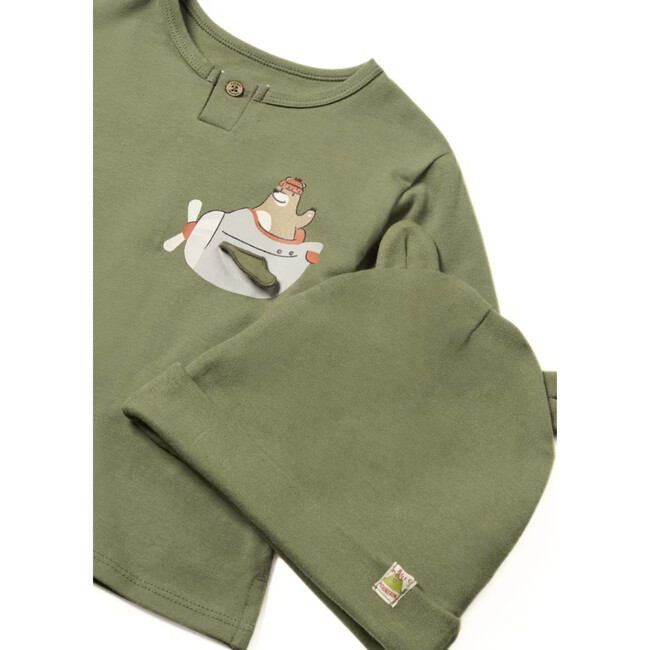 Baby 3 Piece Set with Interactive Motif, Olive Green - Mixed Apparel Set - 3