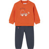 Baby 2 Piece Car Tracksuit, Orange - Mixed Apparel Set - 1 - thumbnail