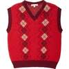 Wool Yearbook Vest in Argyle - Vests - 1 - thumbnail