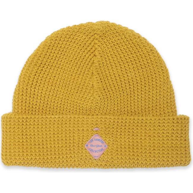 Organic Waffle Knit Beanie in Brass Yellow