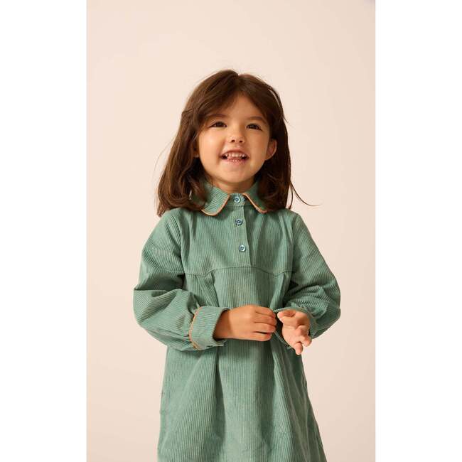 Shirtdress in Teal Tambourine Corduroy - Dresses - 4
