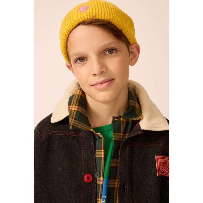 Organic Waffle Knit Beanie in Brass Yellow - Hats - 2