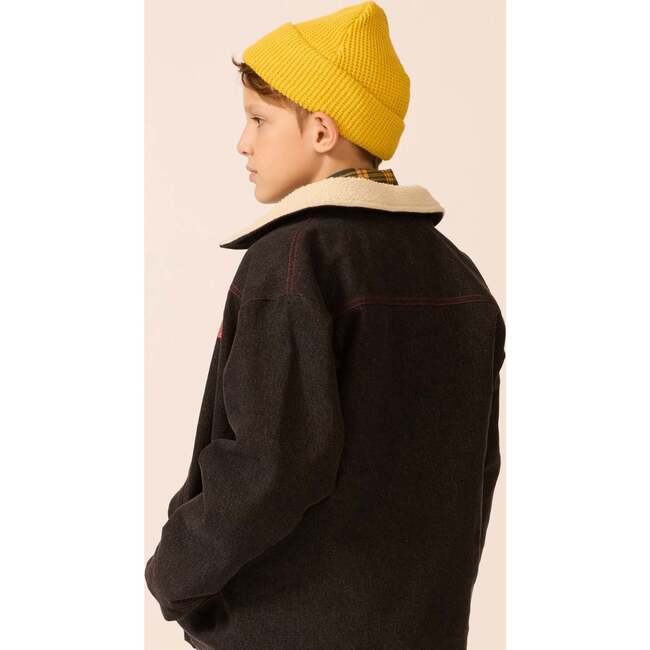 Organic Waffle Knit Beanie in Brass Yellow - Hats - 3
