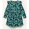 Recycled Cotton Snowy Pine Ruffle Dress, Green - Dresses - 2