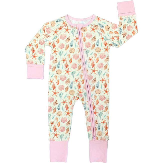 Sandy Seashells Bamboo Convertible Baby Pajamas Beige/Multi