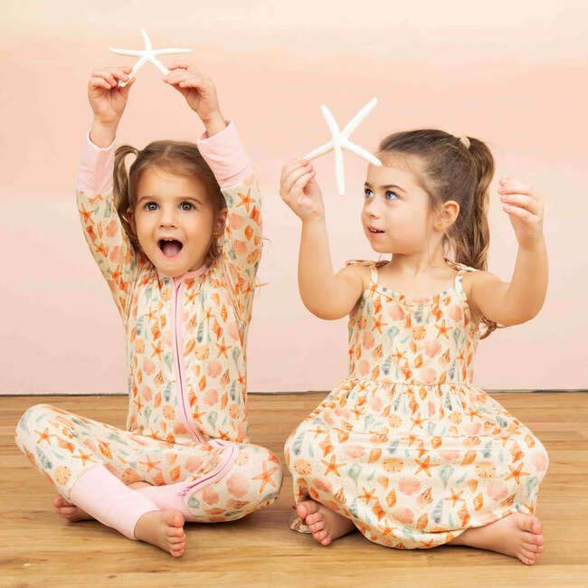 Sandy Seashells Bamboo Convertible Baby Pajamas Beige/Multi - Footie Pajamas - 2