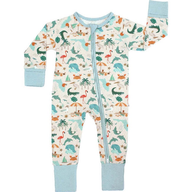 Explore Florida Bamboo Convertible Baby Pajamas Beige/Multi
