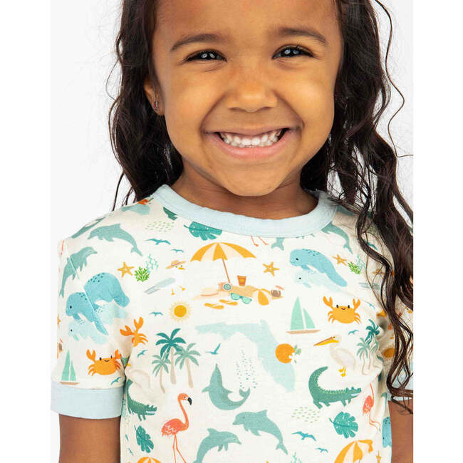 Explore Florida Bamboo Short Sleeve Kids Pajama Pants Set Beige/Multi - Pajamas - 3