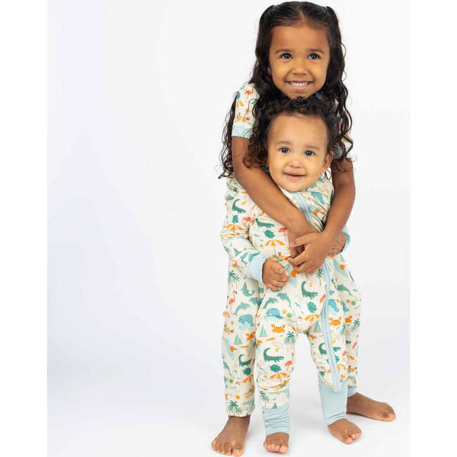 Explore Florida Bamboo Short Sleeve Kids Pajama Pants Set Beige/Multi - Pajamas - 4