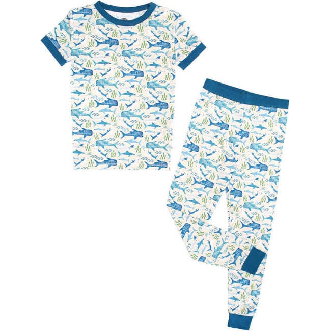 Shark Friends Bamboo Short Sleeve Kids Pajama Pants Set Blue/Multi
