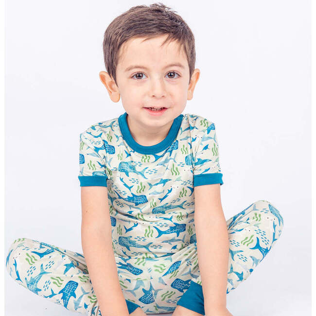Shark Friends Bamboo Short Sleeve Kids Pajama Pants Set Blue/Multi - Pajamas - 2