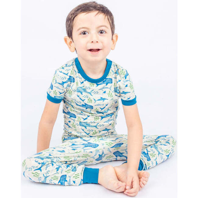 Shark Friends Bamboo Short Sleeve Kids Pajama Pants Set Blue/Multi - Pajamas - 3