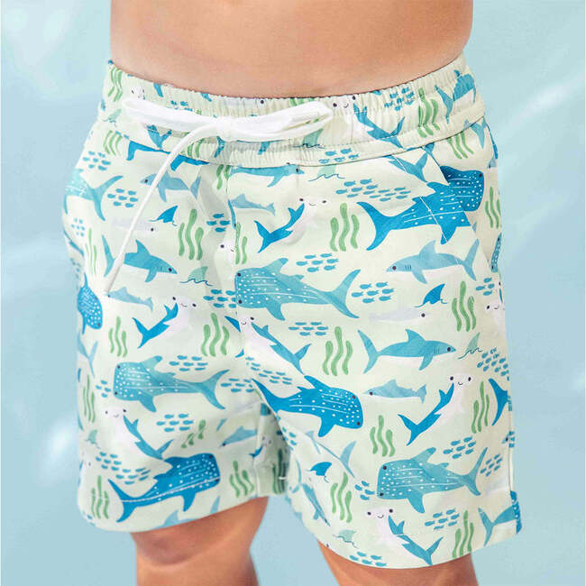 Shark Friends Boys Swim Trunks Blue/Multi - Swim Trunks - 5