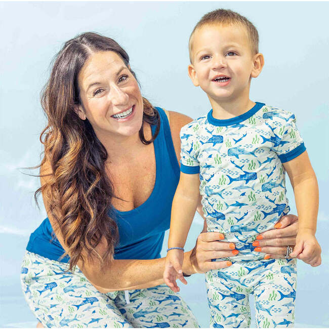 Shark Friends Bamboo Short Sleeve Kids Pajama Pants Set Blue/Multi - Pajamas - 4
