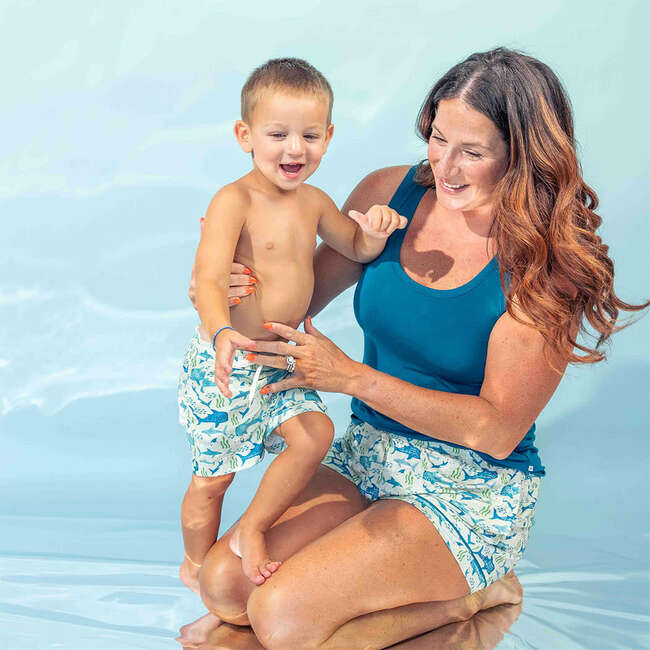 Shark Friends Boys Swim Trunks Blue/Multi - Swim Trunks - 6