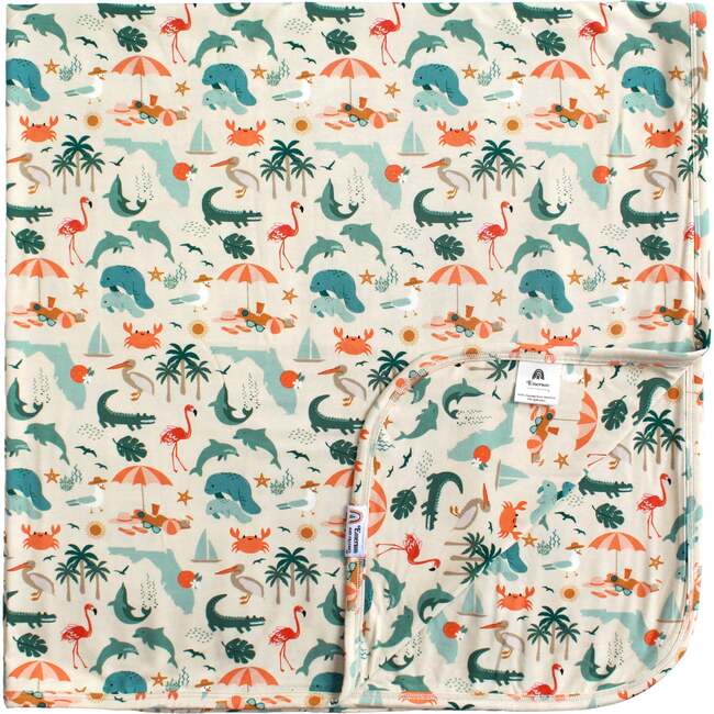 Explore Florida Luxury Bamboo Blanket Beige/Multi