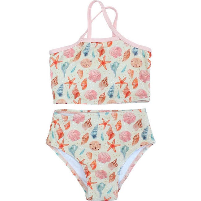 Sandy Seashells Bikini Girls Swimsuit Beige/Multi