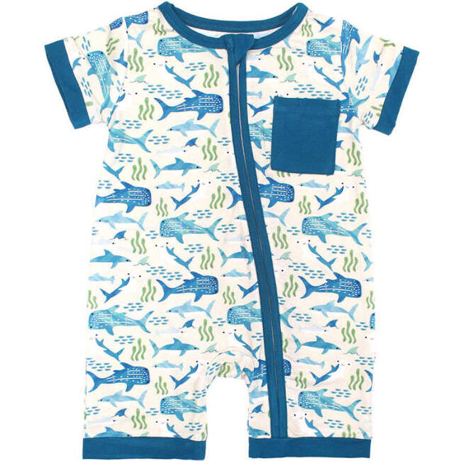 Shark Friends Bamboo Baby Shortie Romper Blue/Multi