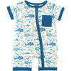 Shark Friends Bamboo Baby Shortie Romper Blue/Multi - Rompers - 1 - thumbnail