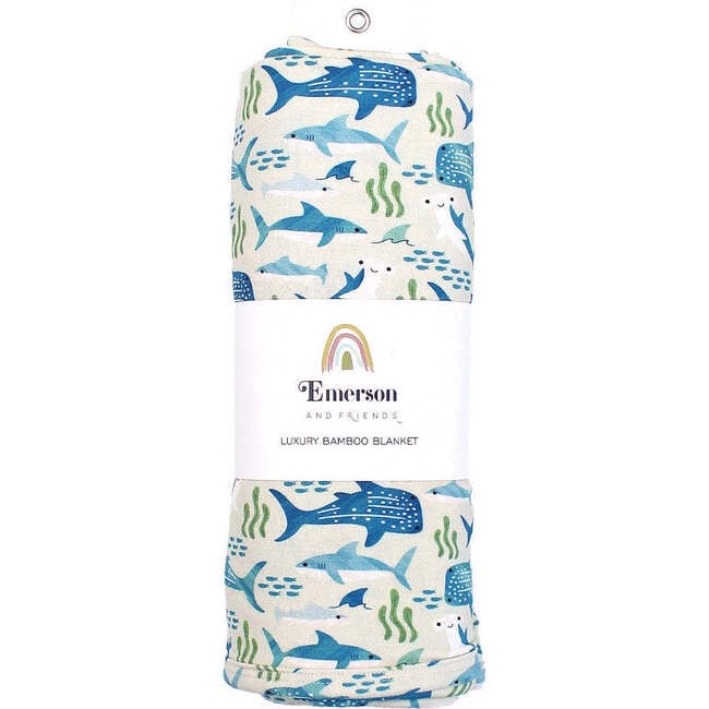 Shark Friends Luxury Bamboo Blanket Blue/Multi - Blankets - 4
