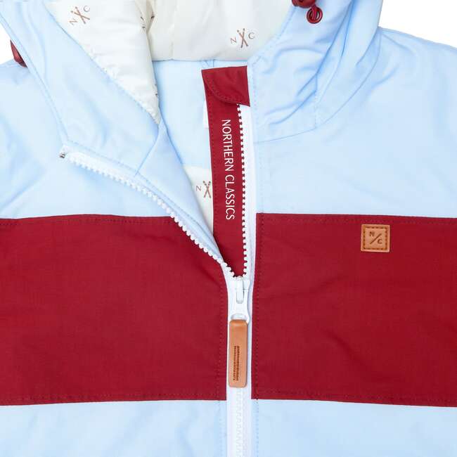 Winter Coat, Cloud Blue with Red Rugby Stripe - Coats - 3