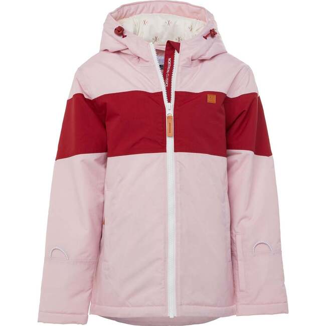 Winter Coat, Ballerina Pink with Red Rugby Stripe
