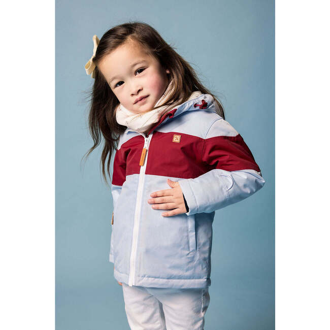 Winter Coat, Cloud Blue with Red Rugby Stripe - Coats - 6