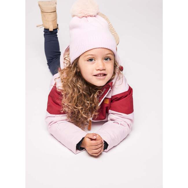 Winter Coat, Ballerina Pink with Red Rugby Stripe - Coats - 5