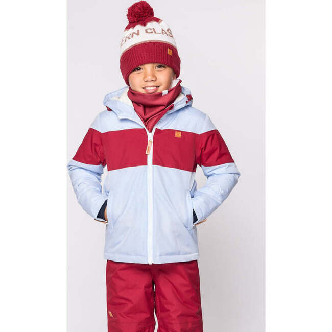 Winter Coat, Cloud Blue with Red Rugby Stripe - Coats - 7