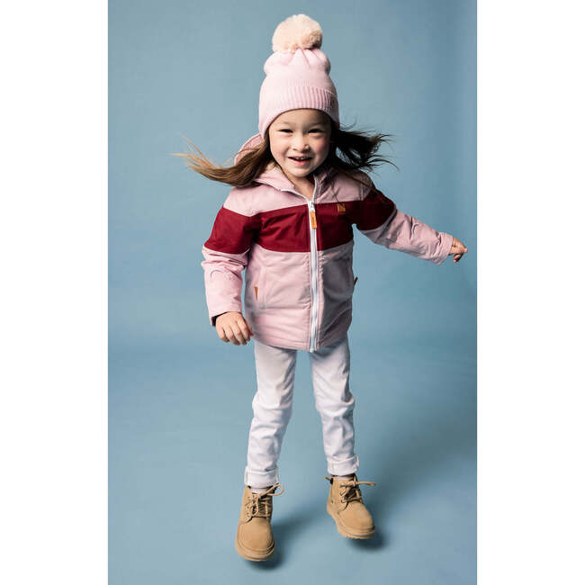 Winter Coat, Ballerina Pink with Red Rugby Stripe - Coats - 6