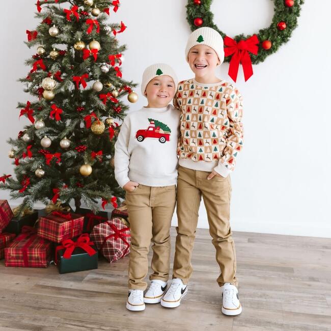 Tree Patch Christmas Beanie, Natural - Hats - 5