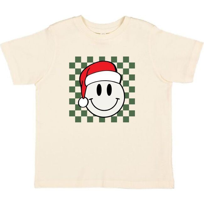 Santa Smiley Christmas Short Sleeve T-Shirt, Natural