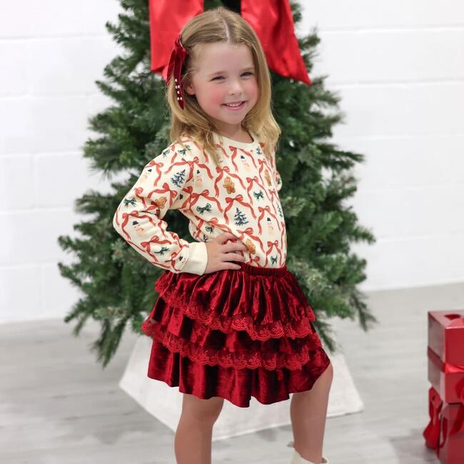 Ruby Red Velvet Tiered Christmas Skirt, Ruby Red - Tutus - 4