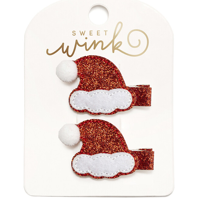 Red Santa Hat Christmas Clip Set, Red
