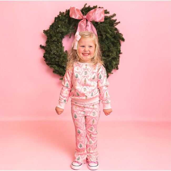 Pink Velvet Pearl Bow Clip, Pink - Hair Accessories - 4
