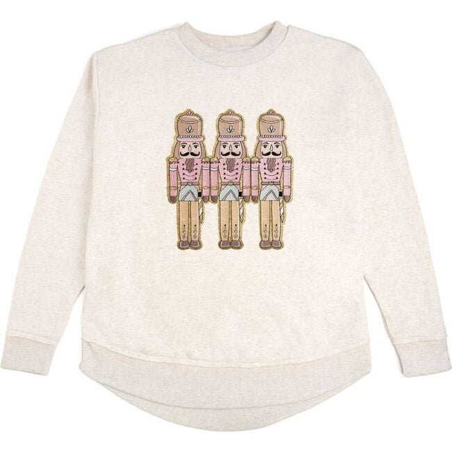 Pastel Nutcracker Patch Christmas Women's Sweatshirt, Natural