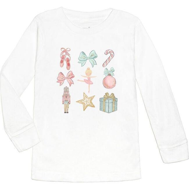 Nutcracker Cutie Christmas Long Sleeve Shirt, White
