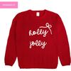 Holly Jolly Bow Christmas Knit Women's Sweater, Ruby Red - Sweaters - 1 - thumbnail