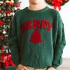 Merry Patch Christmas Knit Sweater, Forest Green - Sweaters - 3