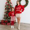 Holly Jolly Bow Christmas Knit Women's Sweater, Ruby Red - Sweaters - 4