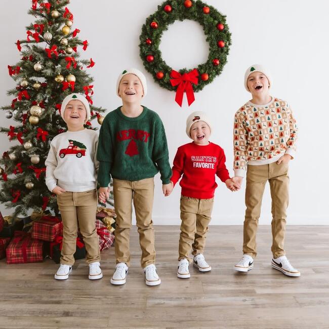 Merry Patch Christmas Knit Sweater, Forest Green - Sweaters - 5