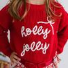Holly Jolly Bow Christmas Knit Sweater, Ruby Red - Sweaters - 3