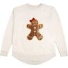 Gingerbread Sequin Patch Christmas Women's Sweatshirt, Natural - Sweatshirts - 1 - thumbnail