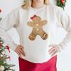 Gingerbread Sequin Patch Christmas Women's Sweatshirt, Natural - Sweatshirts - 3