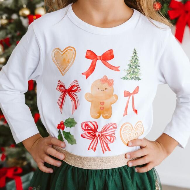 Gingerbread Cutie Christmas Long Sleeve Shirt, White - T-Shirts - 3