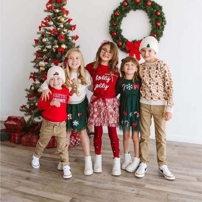 Gingerbread Sequin Patch Christmas Sweatshirt, Natural - Sweatshirts - 6