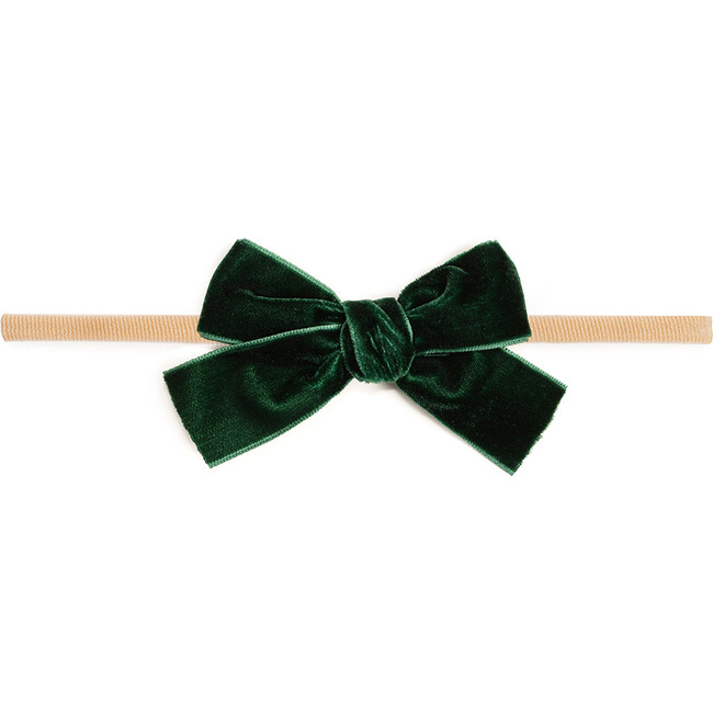 Emerald Green Velvet Bow Christmas Baby Headband, Emerald Green